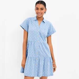 LOFT Chambray Dress‎ with White Dots